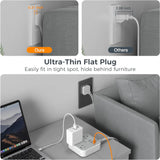 Regleta Eléctrica TESSAN con Enchufe Plano, 4 Tomas AC y 3 Puertos USB (1 USB-C + 2 USB-A)