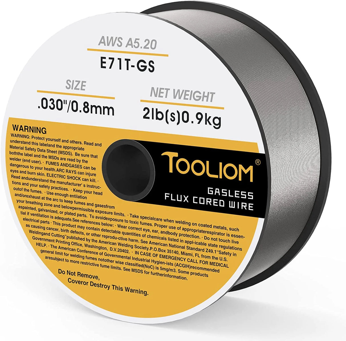 Alambre MIG Tubular TOOLIOM E71T-GS 0.030" (0,8 mm) 2 lb | Sin Gas (Flux Core)