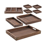 Yangbaga Set de 7 Bandejas Rústicas de Madera con Asa – Paulownia