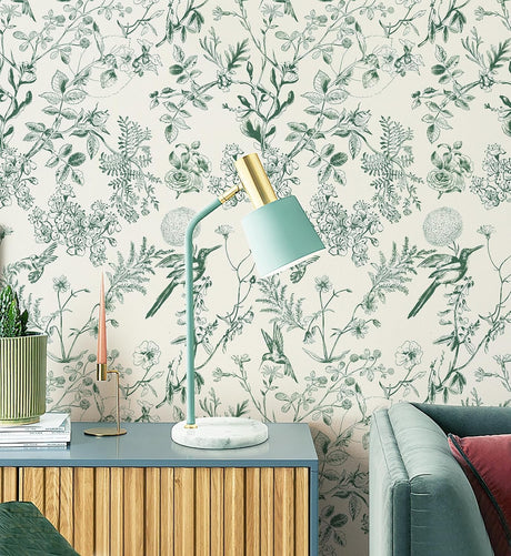 Papel Tapiz Autoadhesivo Safiyya Floral Birds | Flores y Pájaros | Vinilo Removible | 44 × 497 cm