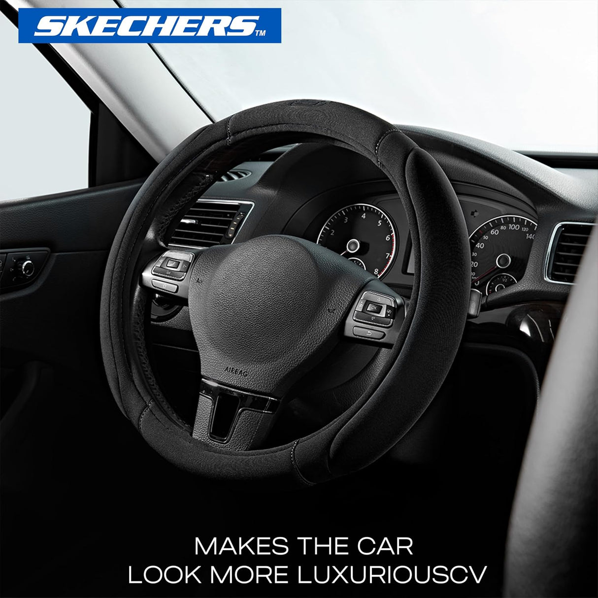 Funda para Volante Skechers Memory Foam 14,5"–15" | Antideslizante | Universal para Auto, SUV y Camioneta