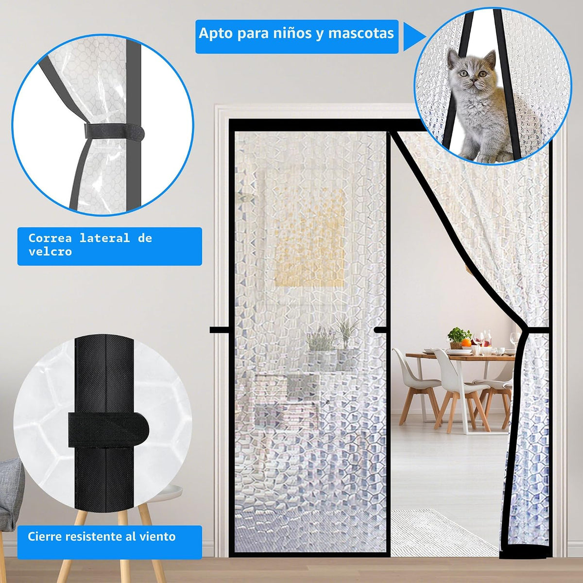 Cortina Térmica Magnética RELIANCER para Puerta 92 × 204 cm – EVA Impermeable