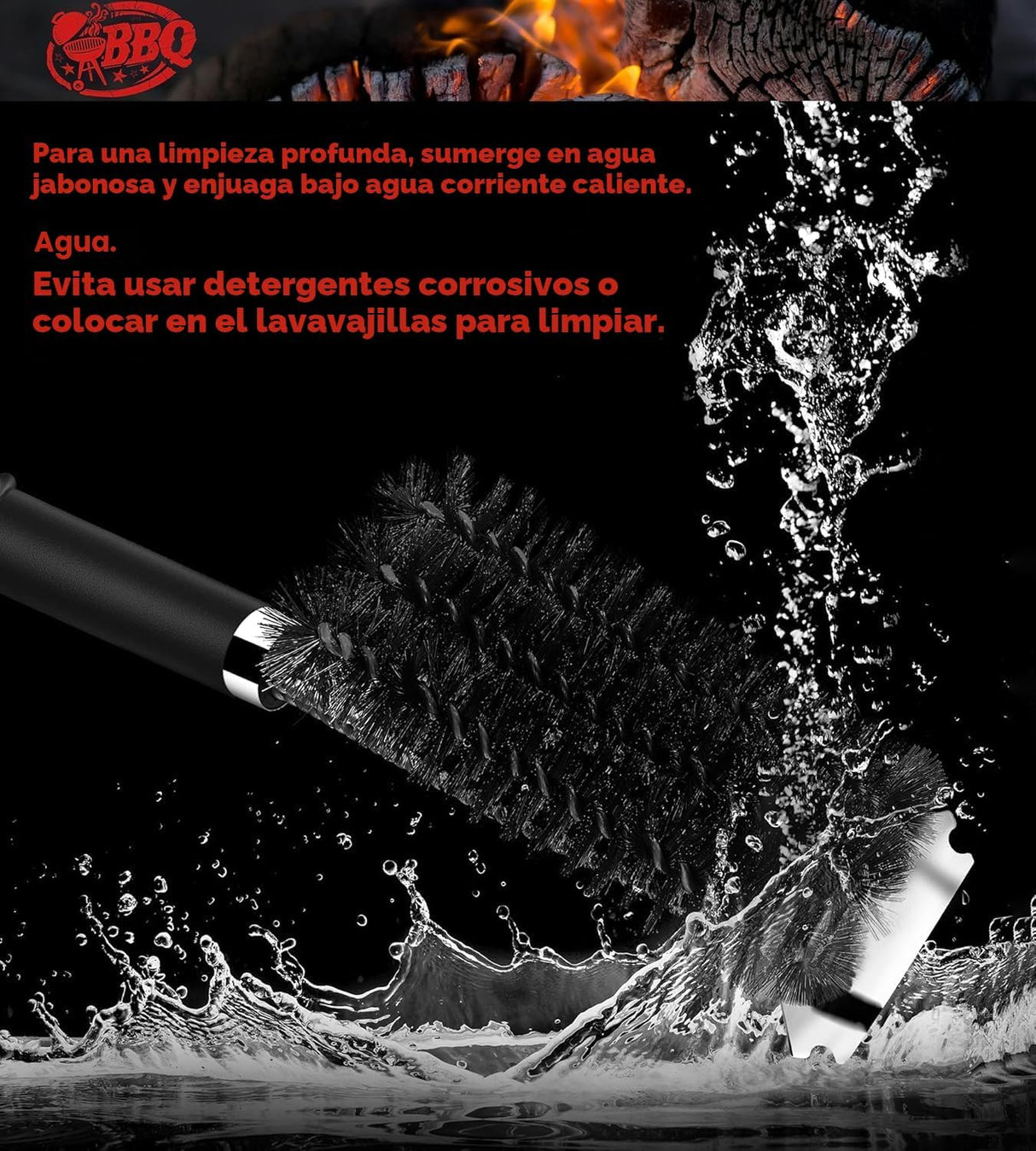 TNTOR – Cepillo para Parrilla con Raspador y Mango Ajustable de 18"