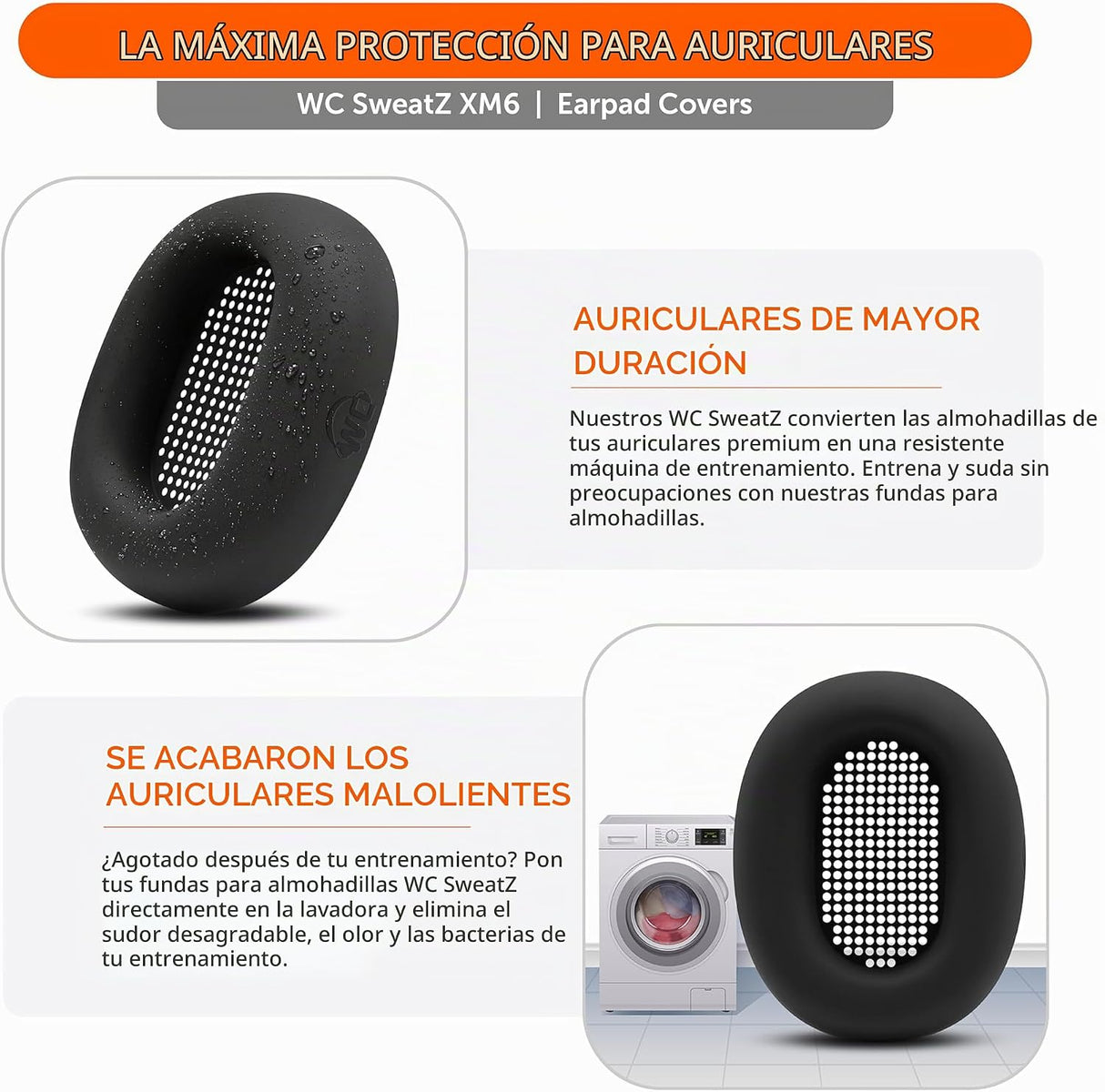WC SweatZ XM6 – Fundas de Silicona para Almohadillas Sony WH-1000XM6