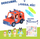 Bluey Heeler - Coche de juguete familiar 4WD con 4 figuras