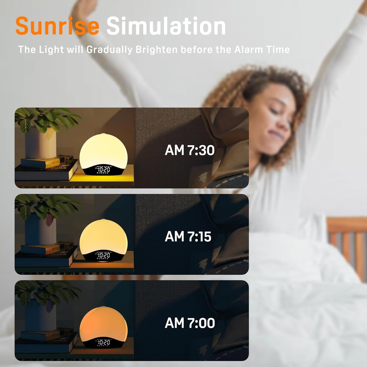 JALL K2 Sunrise Alarm Clock | Despertador Inteligente con Luz de Amanecer, Bluetooth, Máquina de Ruido Blanco, Radio FM y Doble Alarma