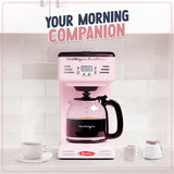 Cafetera Programable Nostalgia Retro 12 Tazas LED Rosa | Nueva | 120V