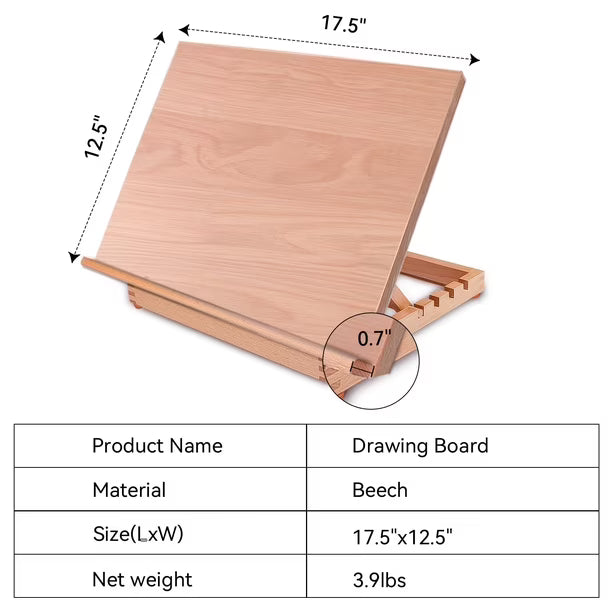 Miratuso Caballete de Mesa A3 de Madera de Haya – Plegable y Ajustable