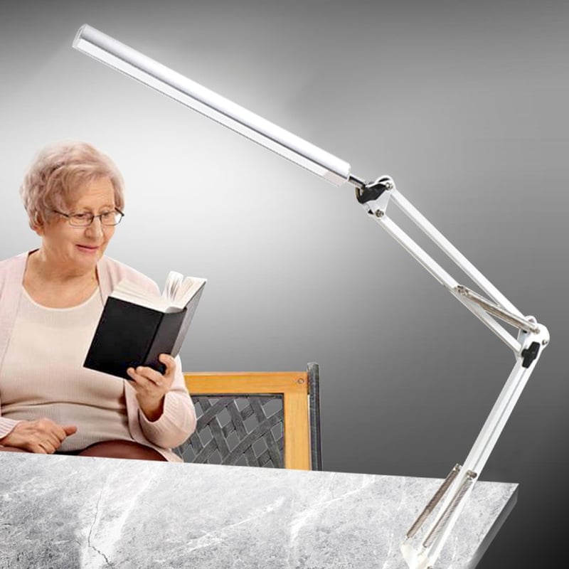 Lámpara escritorio led salandens lámpara de mesa abrazadera brazo COLOR BLANCO