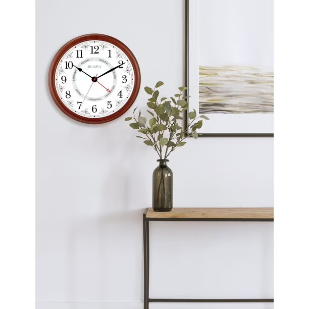 Reloj de Pared Bulova Daily C4804 | Calendario Semanal | Movimiento Silencioso