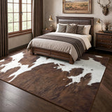 Alfombra Foxmas 8 × 10 Pies Brown Cow Print Lavable y Antideslizante
