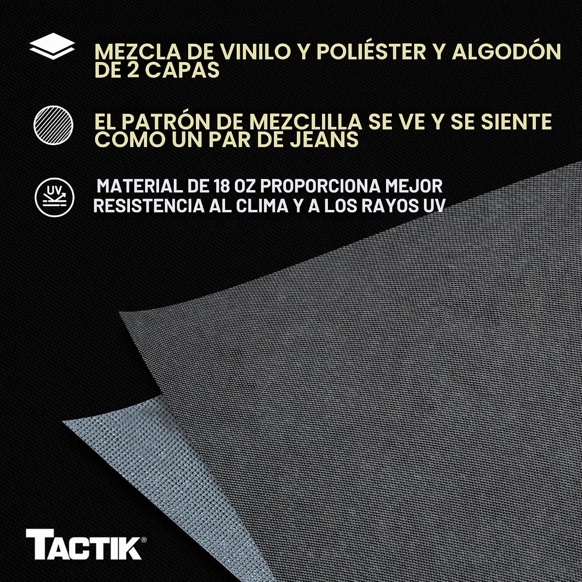 TACTIK Soft Top de Reemplazo para Jeep Wrangler TJ 1997-2006 – Black Denim