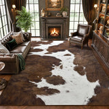 Alfombra Foxmas 8 × 10 Pies Brown Cow Print Lavable y Antideslizante