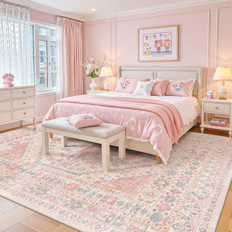Alfombra rosa para bebés niñas 2.44 x 3.05 mts