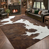 Alfombra Foxmas 8 × 10 Pies Brown Cow Print Lavable y Antideslizante