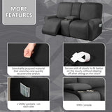 ULTICOR Funda para Sofá Reclinable de 2 Cuerpos con Consola Central – 8 Piezas Color Gris