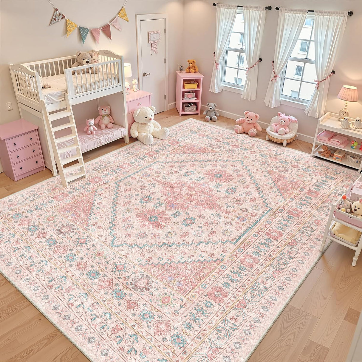 Alfombra rosa para bebés niñas 2.44 x 3.05 mts