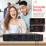 Pyle PDA8BU Amplificador de Audio Bluetooth - Receptor estéreo para el hogar con 5 canales y salida para subwoofer
