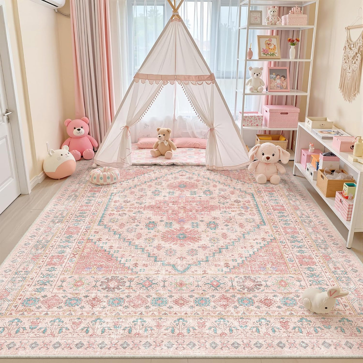 Alfombra rosa para bebés niñas 2.44 x 3.05 mts