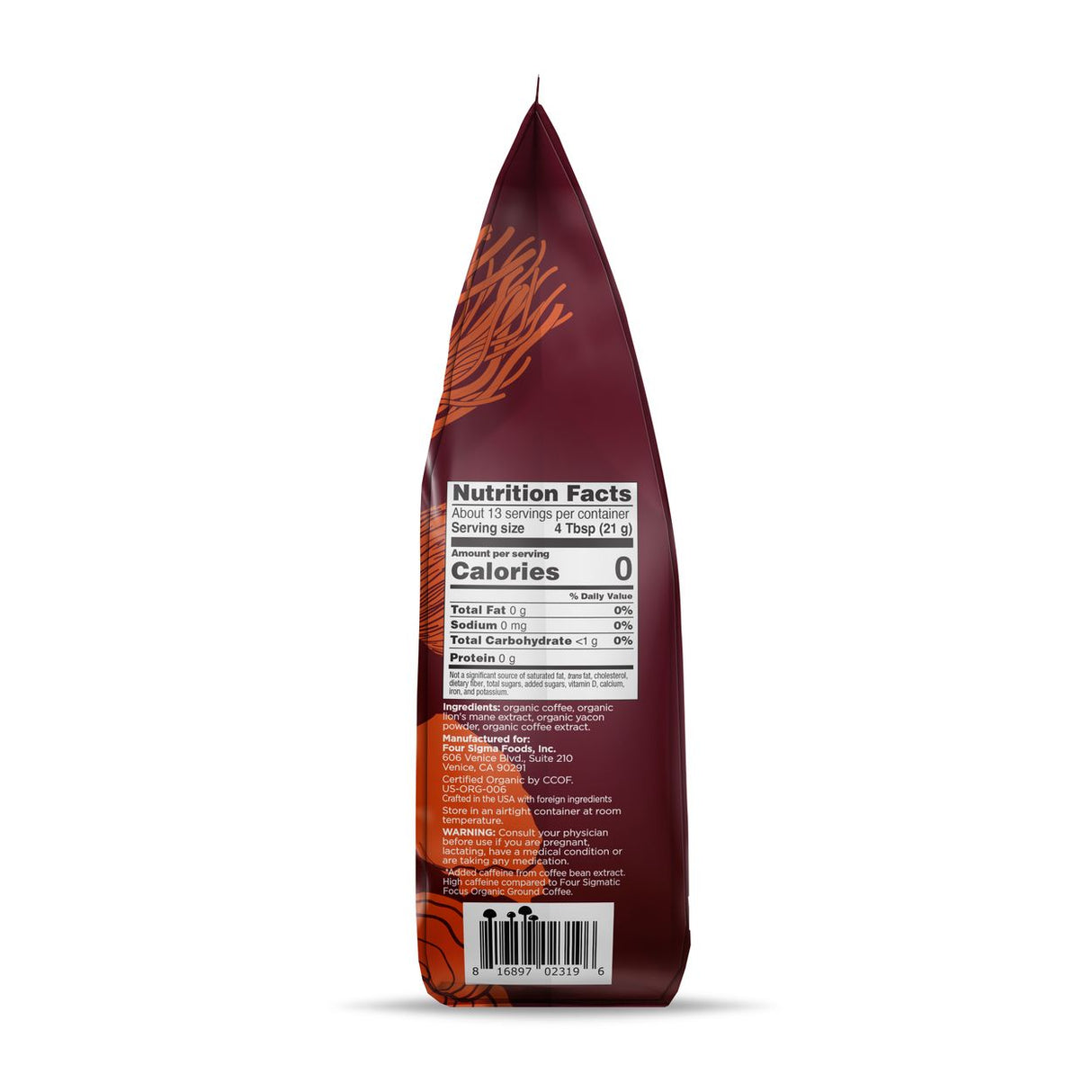 Four Sigmatic Focus High Caffeine Coffee 283 g – Café Orgánico Molido de Alta Cafeína