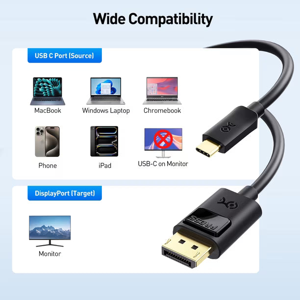 Cable Matters USB-C a DisplayPort 1.4 1 Metro 8K 60Hz 4K 240Hz Negro