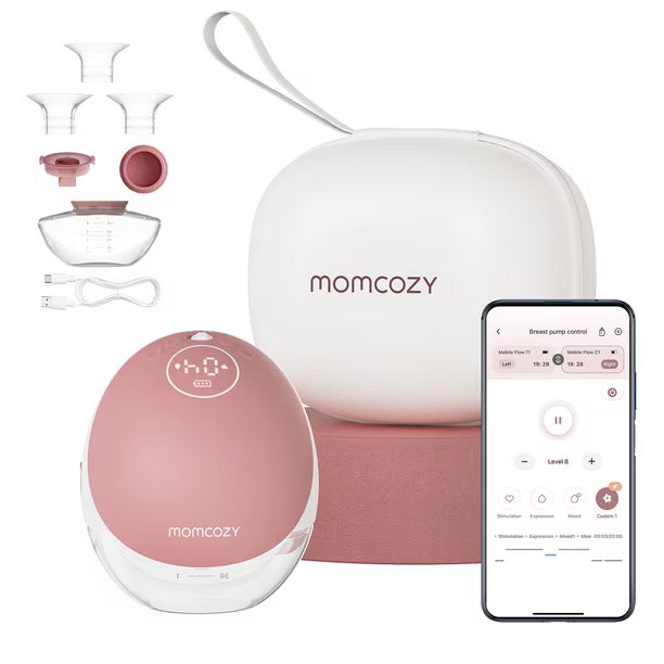 Momcozy Extractor de Leche Eléctrico Portátil Mobile Flow|M9, 1 Paquete, Rojo