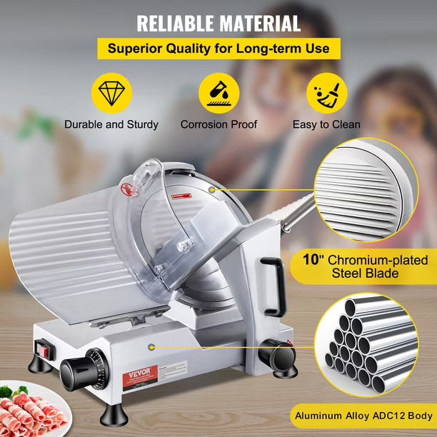 Cortadora de Carne Eléctrica Comercial VEVOR 10" 240W | Nueva | 120V