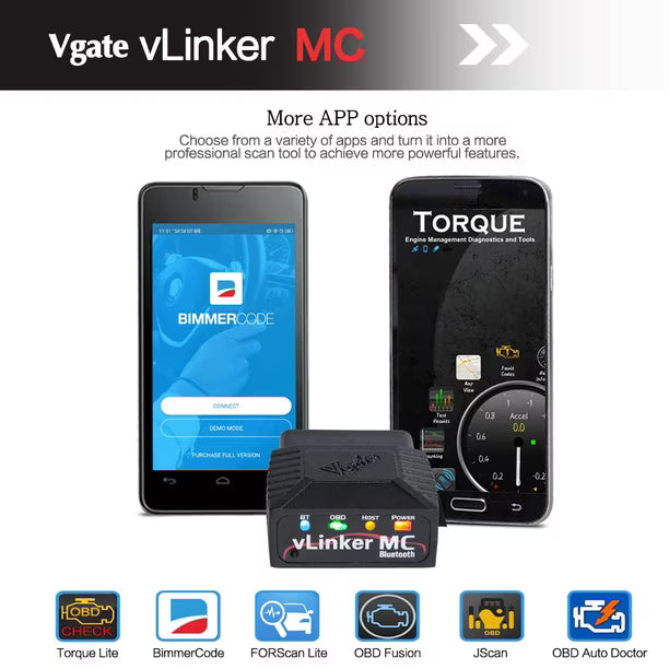 Escáner Automotriz Bluetooth OBD2 Vgate vLinker MC para Android y Windows