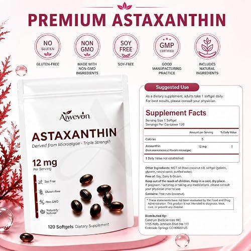 Astaxantina Aiwevon 12 mg – 120 Cápsulas Blandas con Aceite MCT