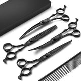 Set Profesional de Tijeras Purple Dragon 8" Negro | Peluquería Canina | Acero Japonés 440C | Nuevo
