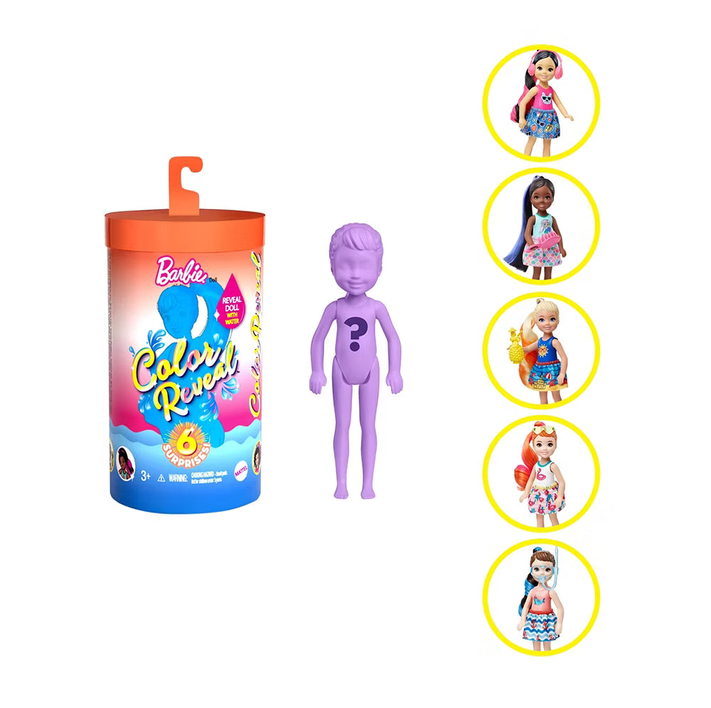 Barbie Color Reveal Chelsea – Muñeca con 6 Sorpresas y Cambio de Color