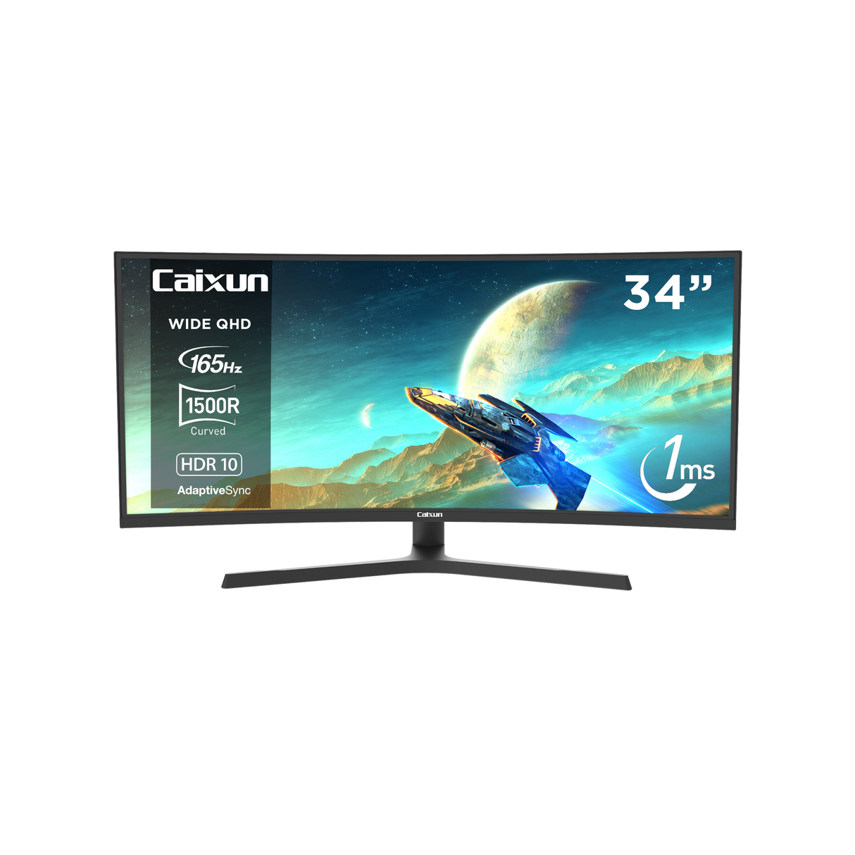 Monitor Gamer Curvo Caixun 34  Wqhd Va 1500r 165hz Hdmi Dp Tipo C Usb 1m C34c2wq