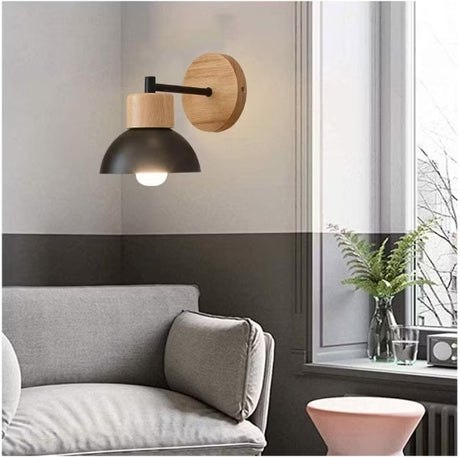 Moderno apliques de pared lámpara madera retro luz de pared e27 negro Openbox
