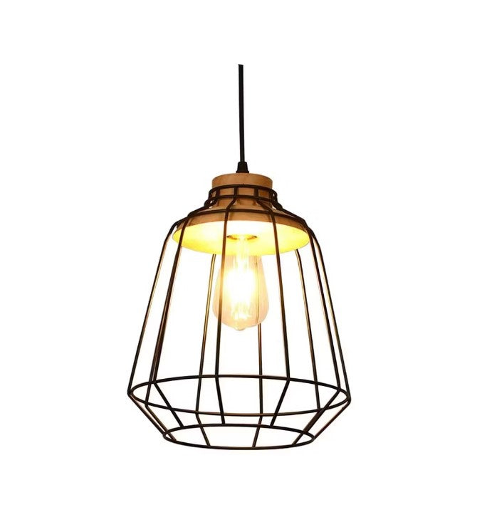 Vintage lámpara colgante lámpara de techo jaula hierro e27 negro