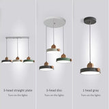 Led lámpara de colgante de madera nórdica moderno 3 cabezas 3 colores Openbox