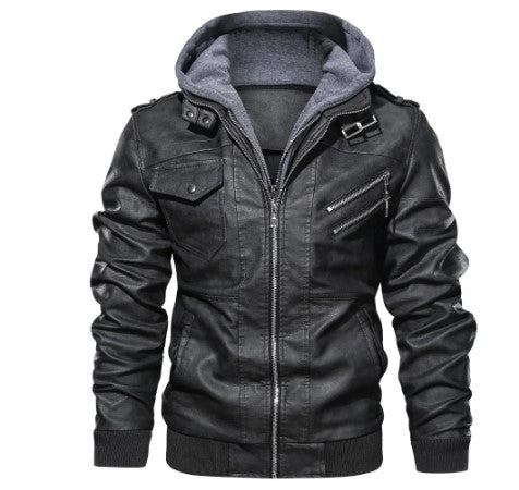 Chaqueta de motocicleta de ecocuero para hombre.