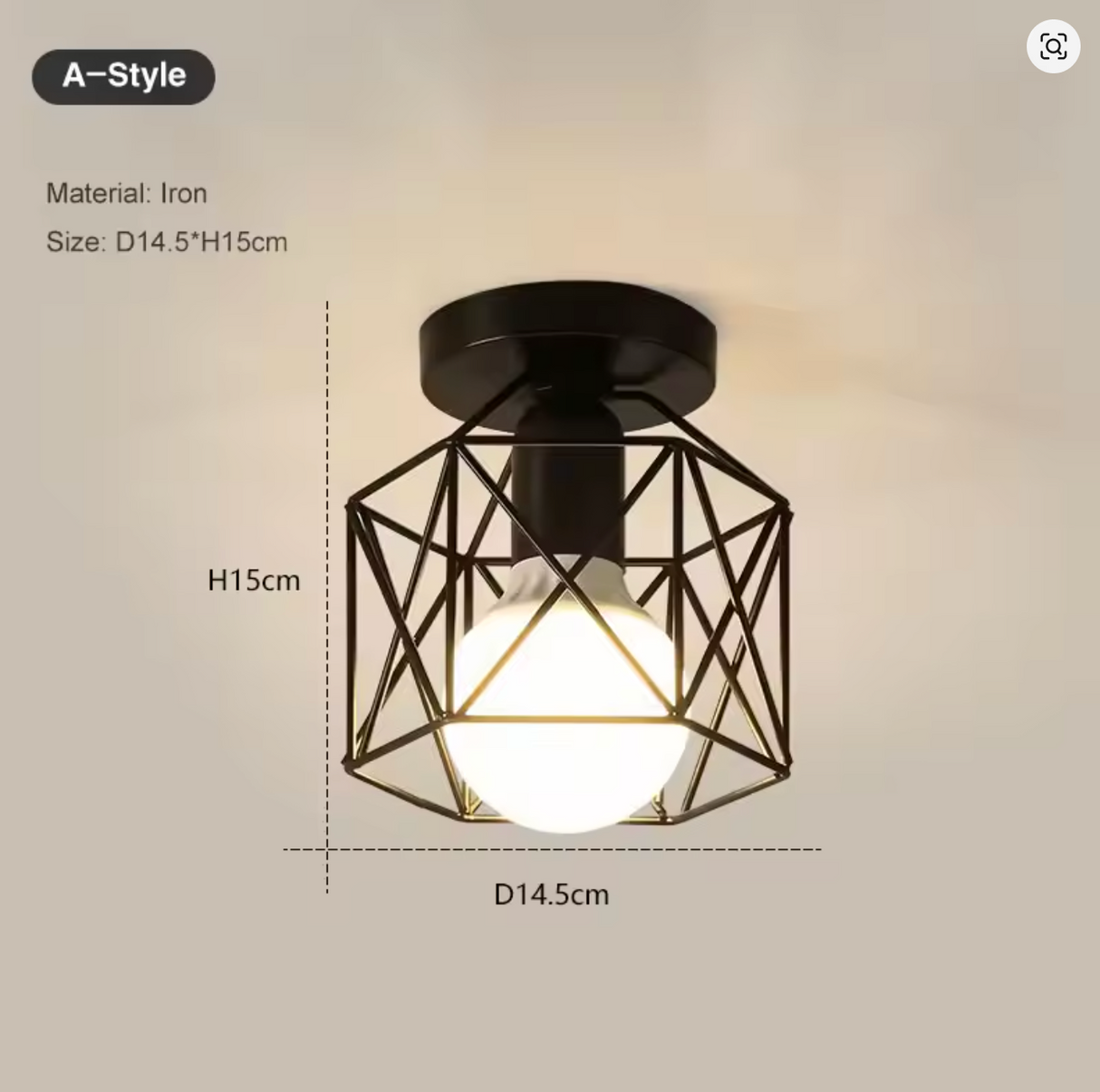 Lámpara Colgante de Techo con Jaula Metal 2 Piezas Negro