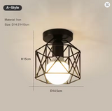 Lámpara Colgante de Techo con Jaula Metal 2 Piezas Negro