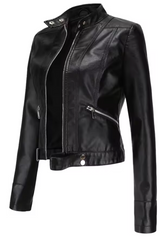 Chaqueta de Ecocuero Mujer Vintage Slim Fit | Estilo Biker Urbano