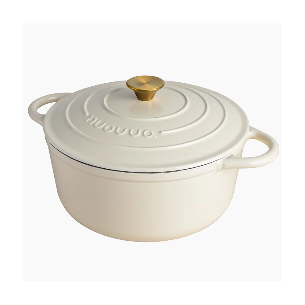 Olla Holandesa Nuovva de Hierro Fundido Esmaltado 30 cm – 6,9 Litros Color Crema