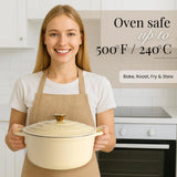 Olla Holandesa Nuovva de Hierro Fundido Esmaltado 30 cm – 6,9 Litros Color Crema