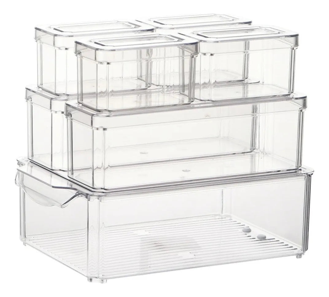 Organizador Refrigerador Cocina Set 7 Contenedores Con Tapa