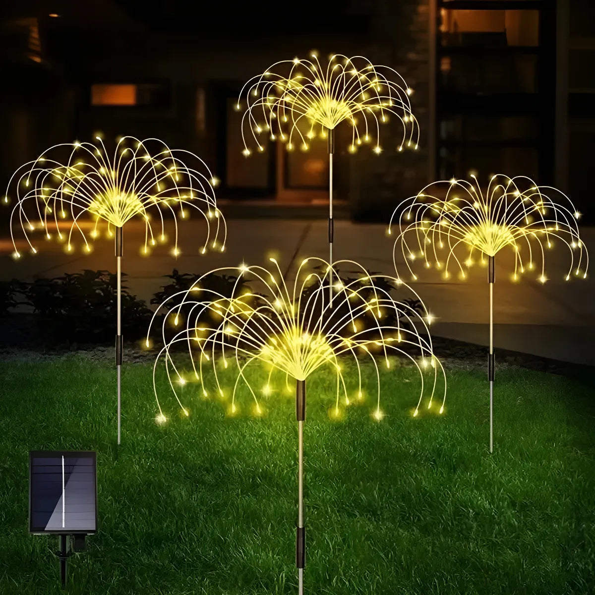 Pack X2 Luces Micro Led Fuego Artificial Solares Navidad