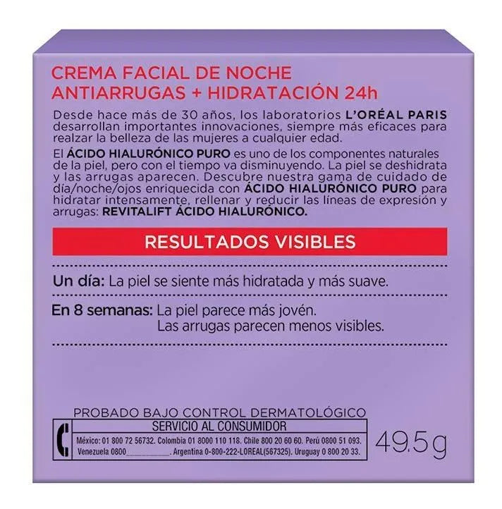 Crema De Noche Anti-arruga Revitalift Ácido Hialurónico 50ml