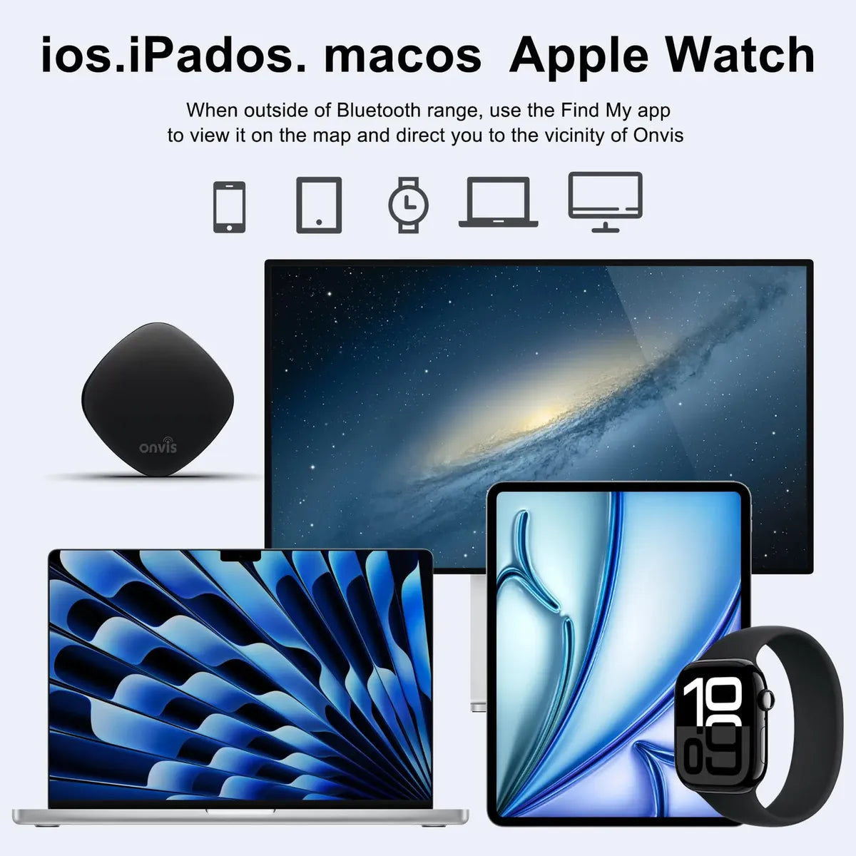 Localizador Bluetooth Inteligente ONVIS Compatible con Apple Find My – Pack 2