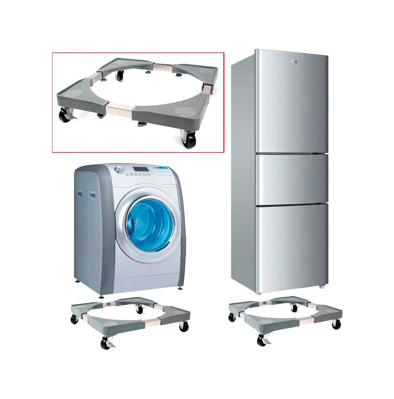 Base Ajustable Multiuso Ruedas Cocina, Refrigerador, Lavadora
