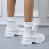 Botas Cortas para Mujer con Plataforma | Hebillas Decorativas y Bolsillo Lateral | Estilo Biker