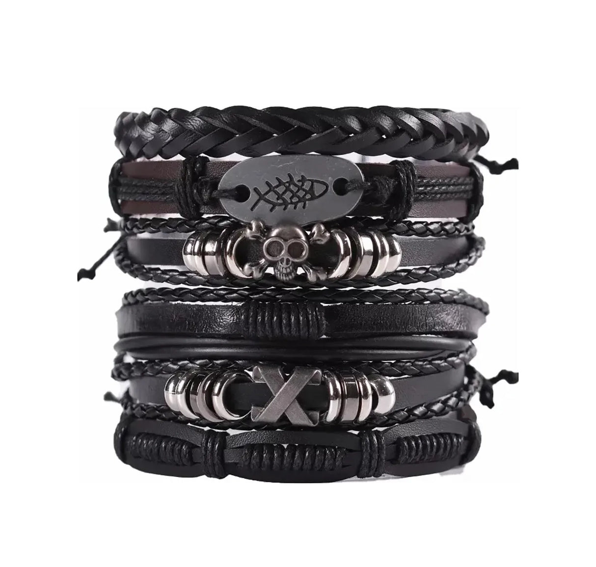 Pulsera Brazalete Cuero Hombre Mujer Trenzado Ajustable