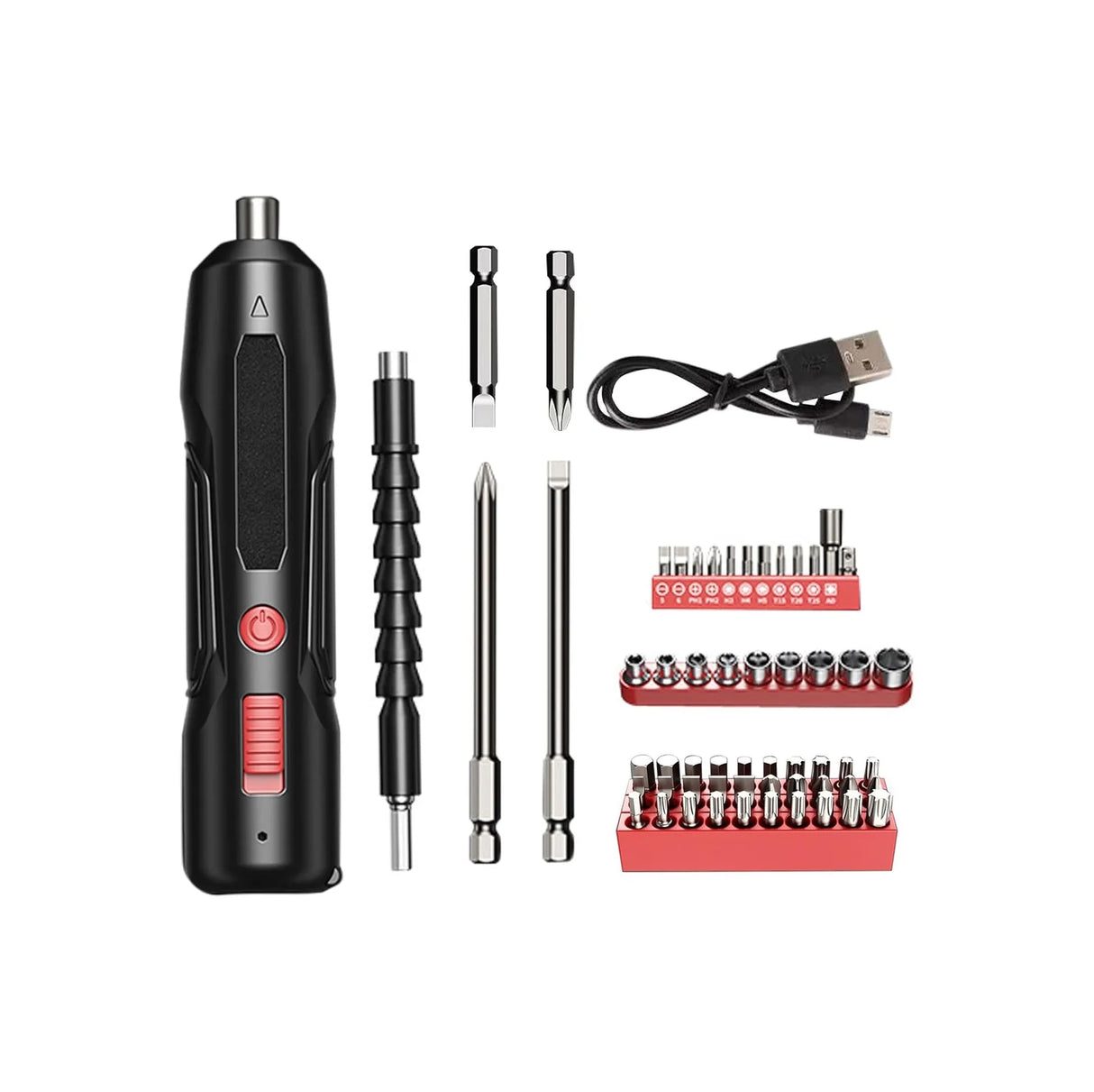 Destornillador Inalámbrico+30 Puntas De Destornillador Negro