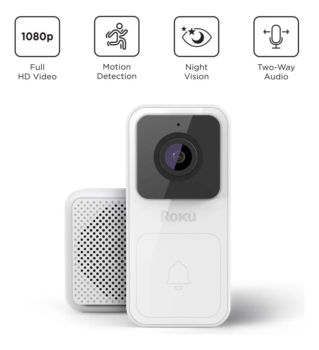 Timbre Inteligente Roku Video Doorbell & Chime SE Cableado 1080p Wi-Fi